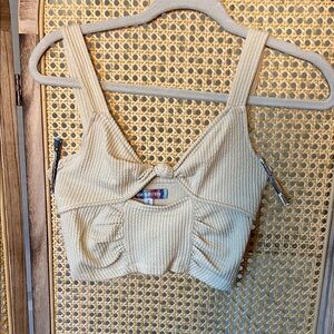 Cream Ribbed Women’s Top